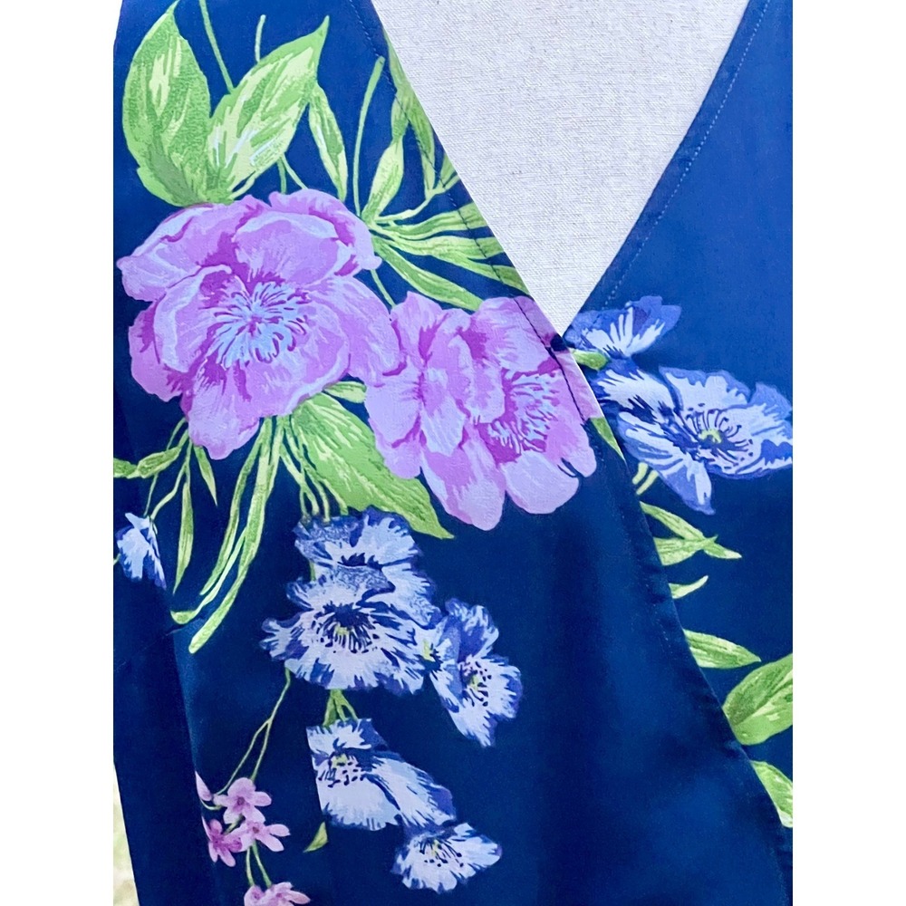 NWT Talbots 6 Georgette Painterly Chiffon Faux Wrap Midi Dress Cascading Ruffle - Picture 3 of 9